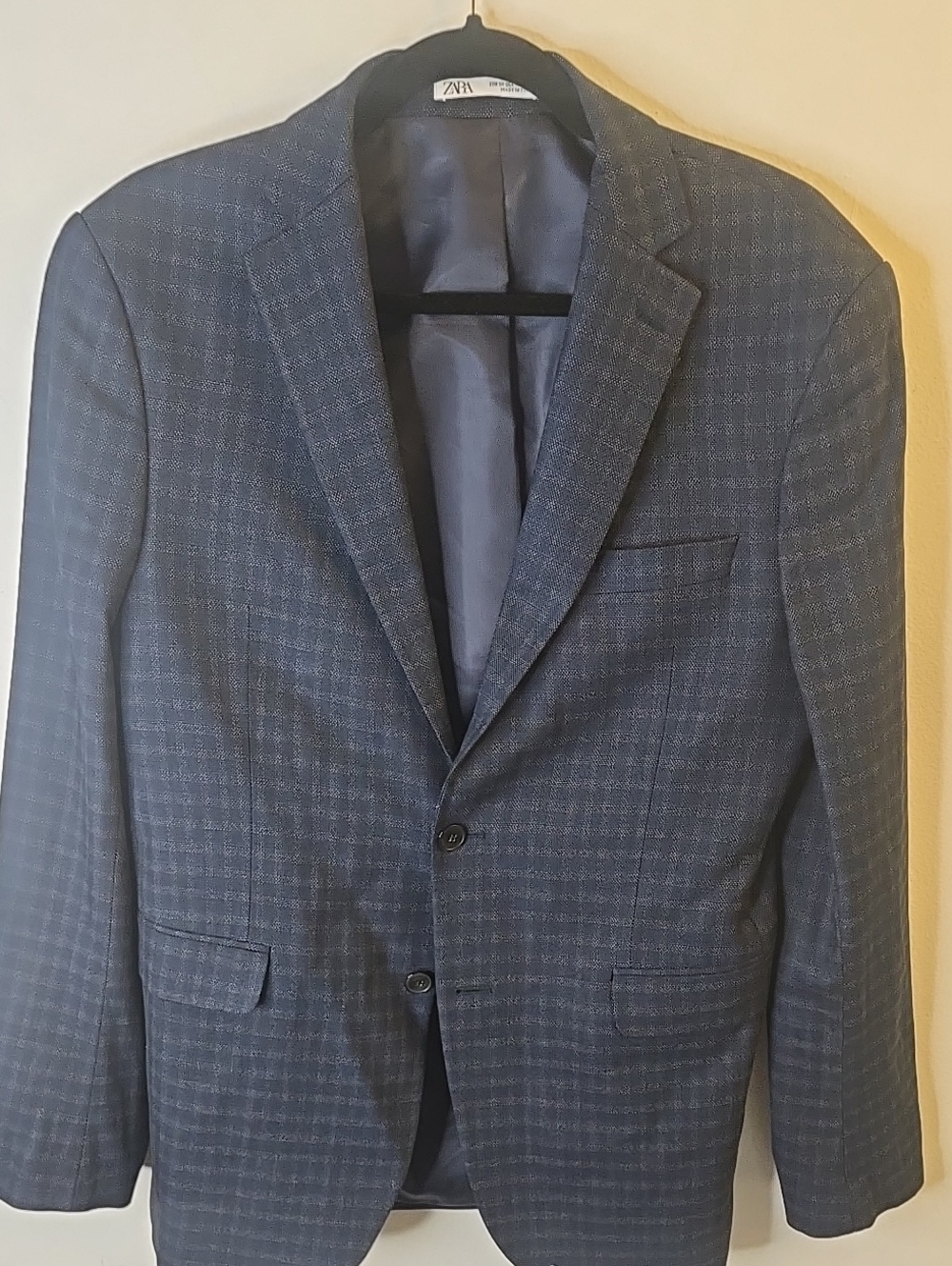 Zara Dark Navy Checked Blazer